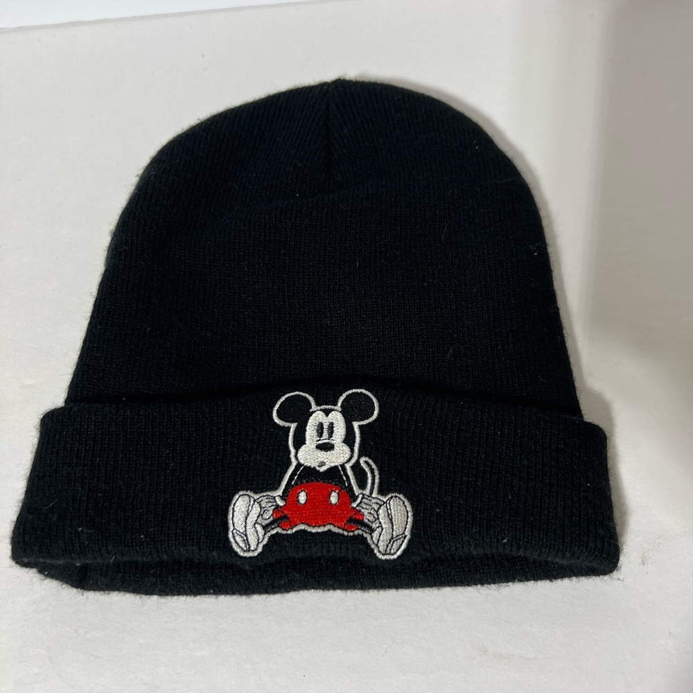 Disney x AE American Eagle Mickey Mouse Black Cuffed Beanie Cap